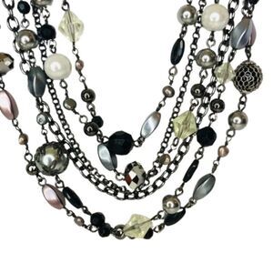 Lia Sophia KATIE Necklace Layered Multi-Strand Beaded On Chain Retired